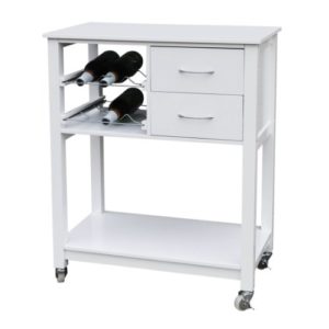 Premier Housewares Rollwagen für die Küche ♥  ♥ Rollwagen ♥ 2 x Schubladen ♥ 2 x Flaschenablagen ♥ 1 x Brett ♥ Küchenwagen Weiß ♥ 14 kg